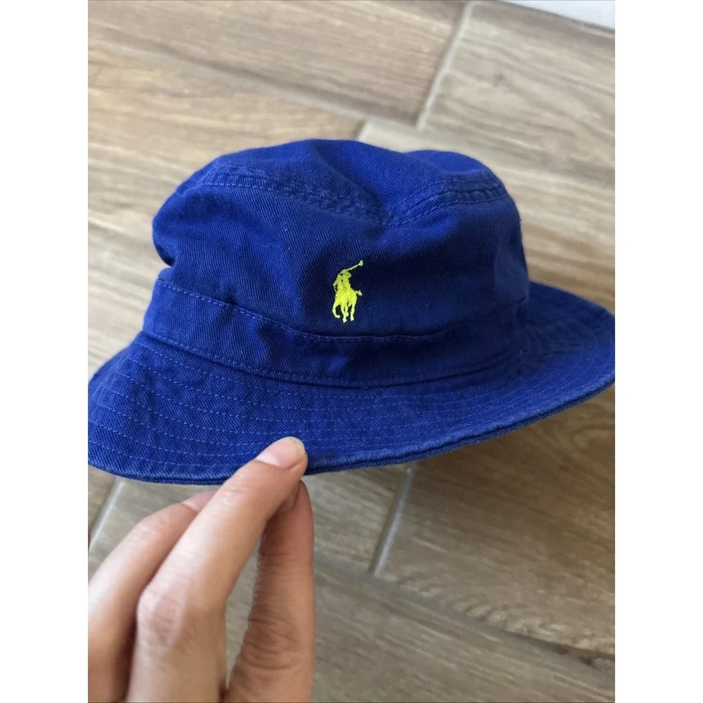 Polo Ralph Lauren Size 4-7 Bucket Hat Color Blue Classic Bright Green Pony Logo